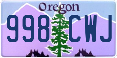 OR license plate 998CWJ