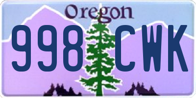 OR license plate 998CWK
