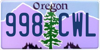 OR license plate 998CWL