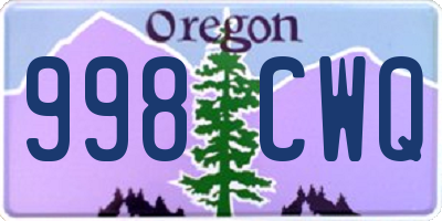 OR license plate 998CWQ