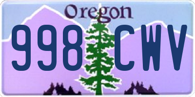 OR license plate 998CWV