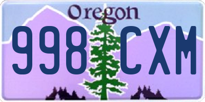 OR license plate 998CXM