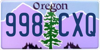 OR license plate 998CXQ