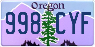 OR license plate 998CYF