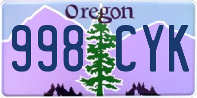 OR license plate 998CYK