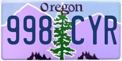 OR license plate 998CYR