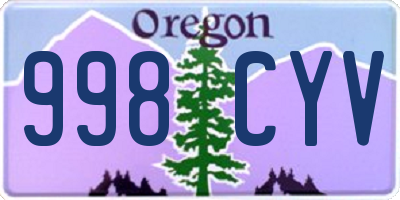 OR license plate 998CYV