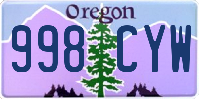 OR license plate 998CYW
