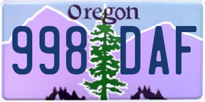 OR license plate 998DAF