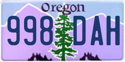 OR license plate 998DAH