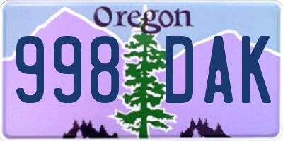 OR license plate 998DAK