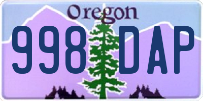 OR license plate 998DAP