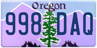 OR license plate 998DAQ