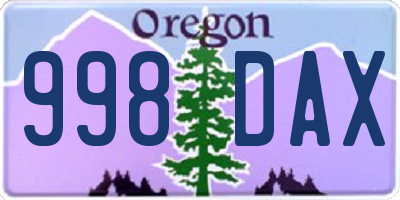 OR license plate 998DAX