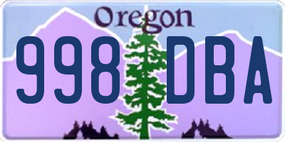 OR license plate 998DBA