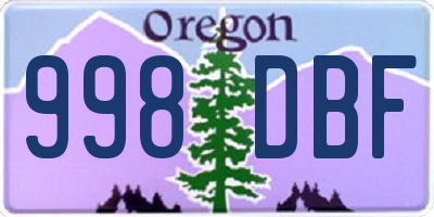OR license plate 998DBF