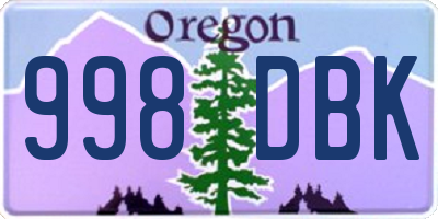 OR license plate 998DBK