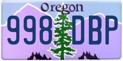 OR license plate 998DBP