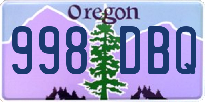 OR license plate 998DBQ