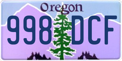 OR license plate 998DCF