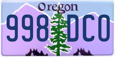 OR license plate 998DCO