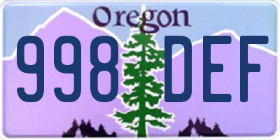 OR license plate 998DEF