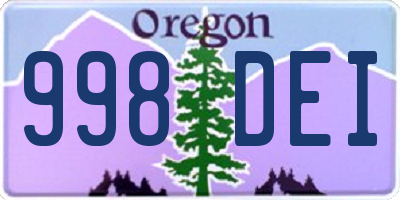 OR license plate 998DEI