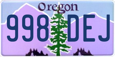 OR license plate 998DEJ