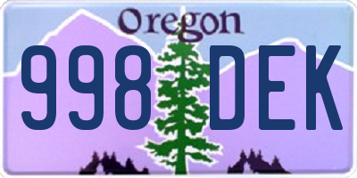 OR license plate 998DEK