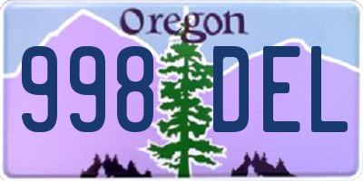 OR license plate 998DEL
