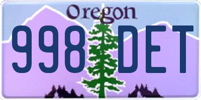 OR license plate 998DET
