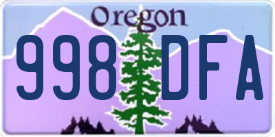 OR license plate 998DFA