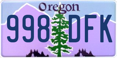 OR license plate 998DFK