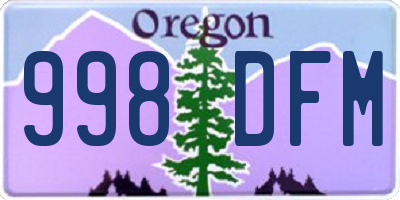 OR license plate 998DFM