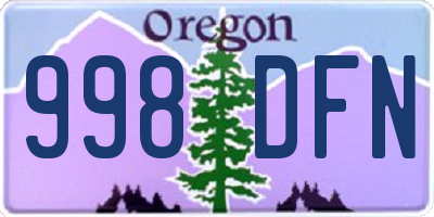 OR license plate 998DFN
