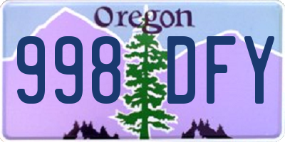 OR license plate 998DFY
