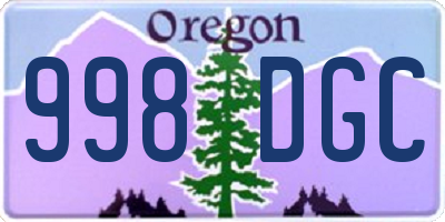 OR license plate 998DGC