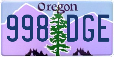 OR license plate 998DGE
