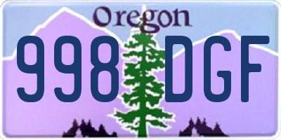 OR license plate 998DGF