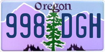 OR license plate 998DGH