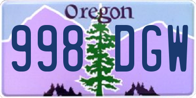 OR license plate 998DGW