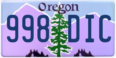 OR license plate 998DIC