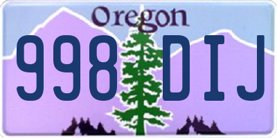 OR license plate 998DIJ