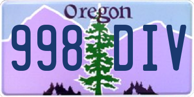 OR license plate 998DIV