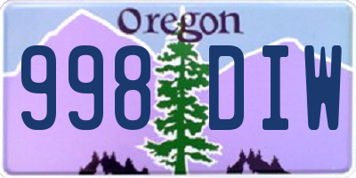 OR license plate 998DIW