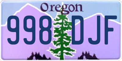 OR license plate 998DJF