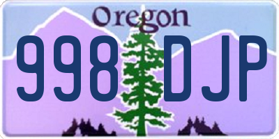 OR license plate 998DJP