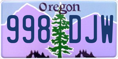 OR license plate 998DJW