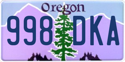 OR license plate 998DKA