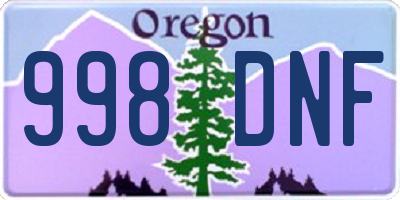 OR license plate 998DNF